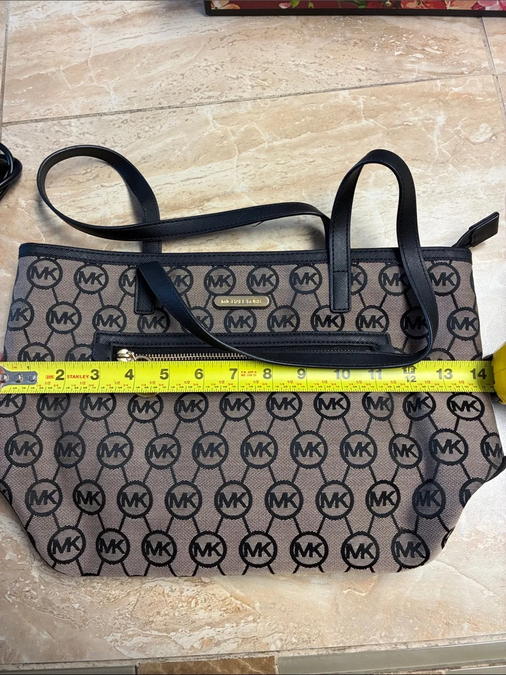 NEW Vintage Michael Kors black and beige Monogram Tote